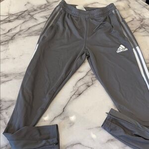 Adidas Mens Charcoal Joggers with White Stripes